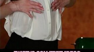 Sexy office secretary strips out of her pencil skirt to masturbate porn video